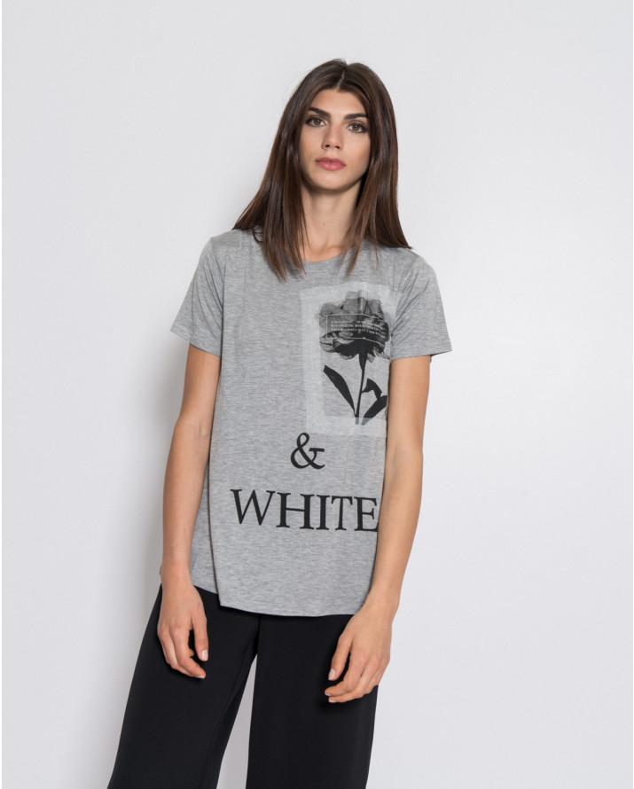 【silvian-heach】花與白短袖T恤