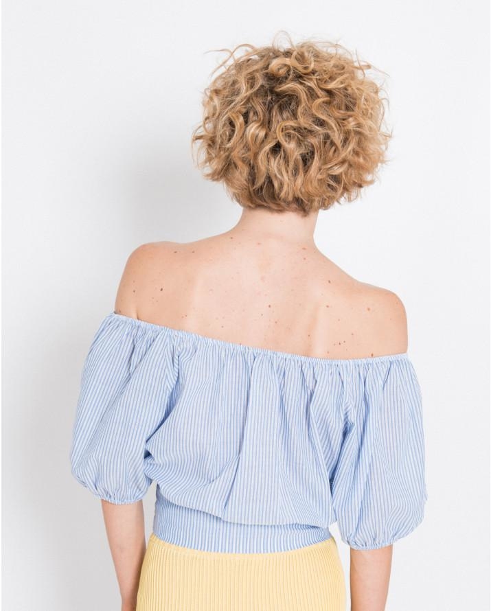 【silvian-heach】腰間綁帶鬆緊一字領上衣