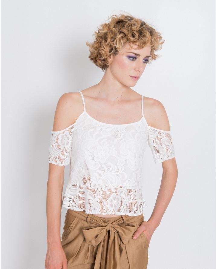 【silvian-heach】蕾絲細肩肩部挖空上衣