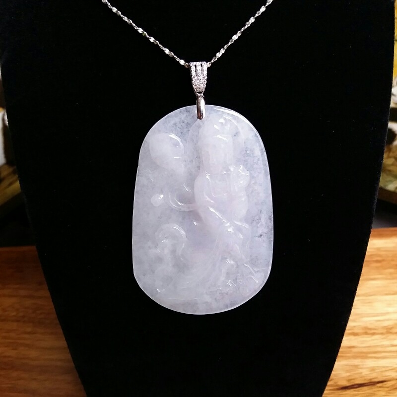 冰種白翡觀音玉珮, 天然翡翠A玉, 緬甸玉, Jade, Jadeite