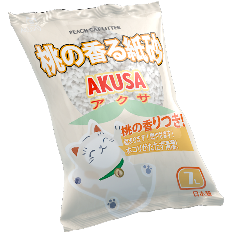 AKUSA Paper Clumping Cat Litter (Peach Frequence) 7L