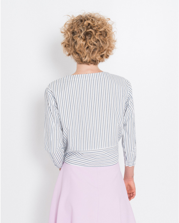 【silvian-heach】細條紋腰間綁帶長袖衫