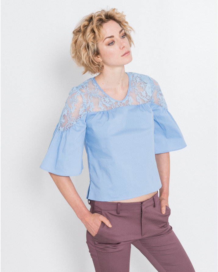 【silvian-heach】蕾絲拼接廣袖上衣