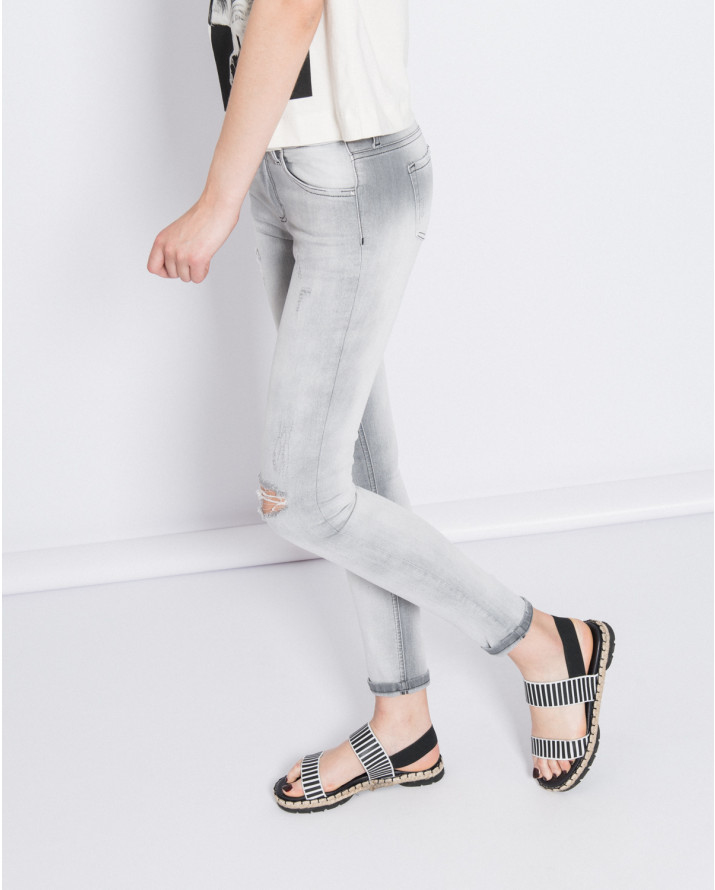 【silvian-heach】中腰刷破牛仔內搭褲