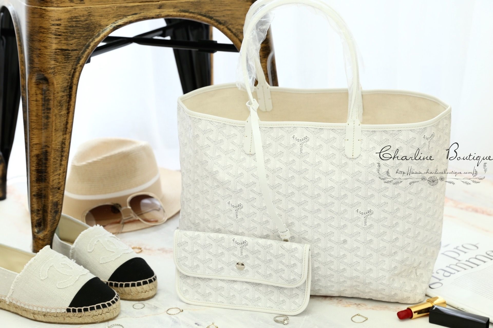 Goyard Sac Saint Louis PM Tote Bag 白色白提把小型無拉鍊托特包-Charline Boutique 精品代購