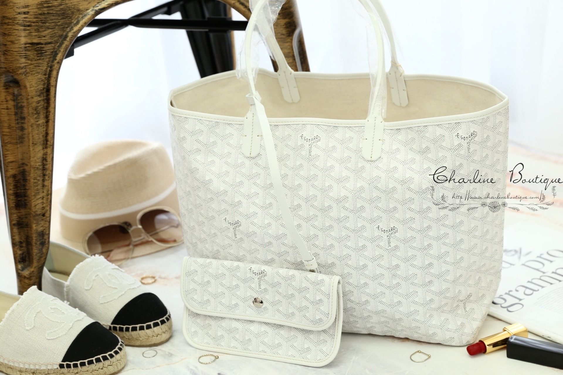 Goyard Sac Saint Louis PM Tote Bag 白色白提把小型無拉鍊托特包-Charline Boutique 精品代購