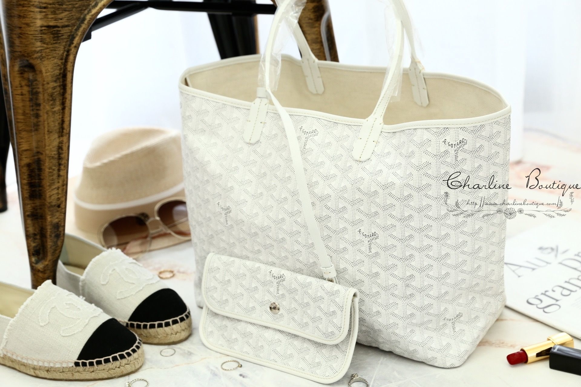 Goyard Sac Saint Louis PM Tote Bag 白色白提把小型無拉鍊托特包-Charline Boutique 精品代購