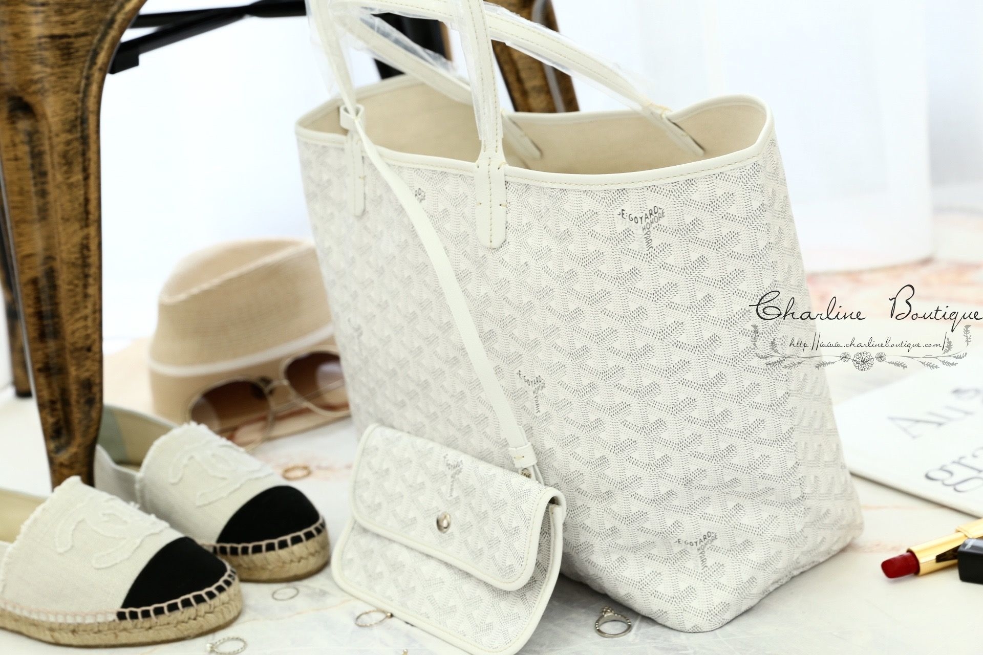 Goyard Sac Saint Louis PM Tote Bag 白色白提把小型無拉鍊托特包-Charline Boutique 精品代購