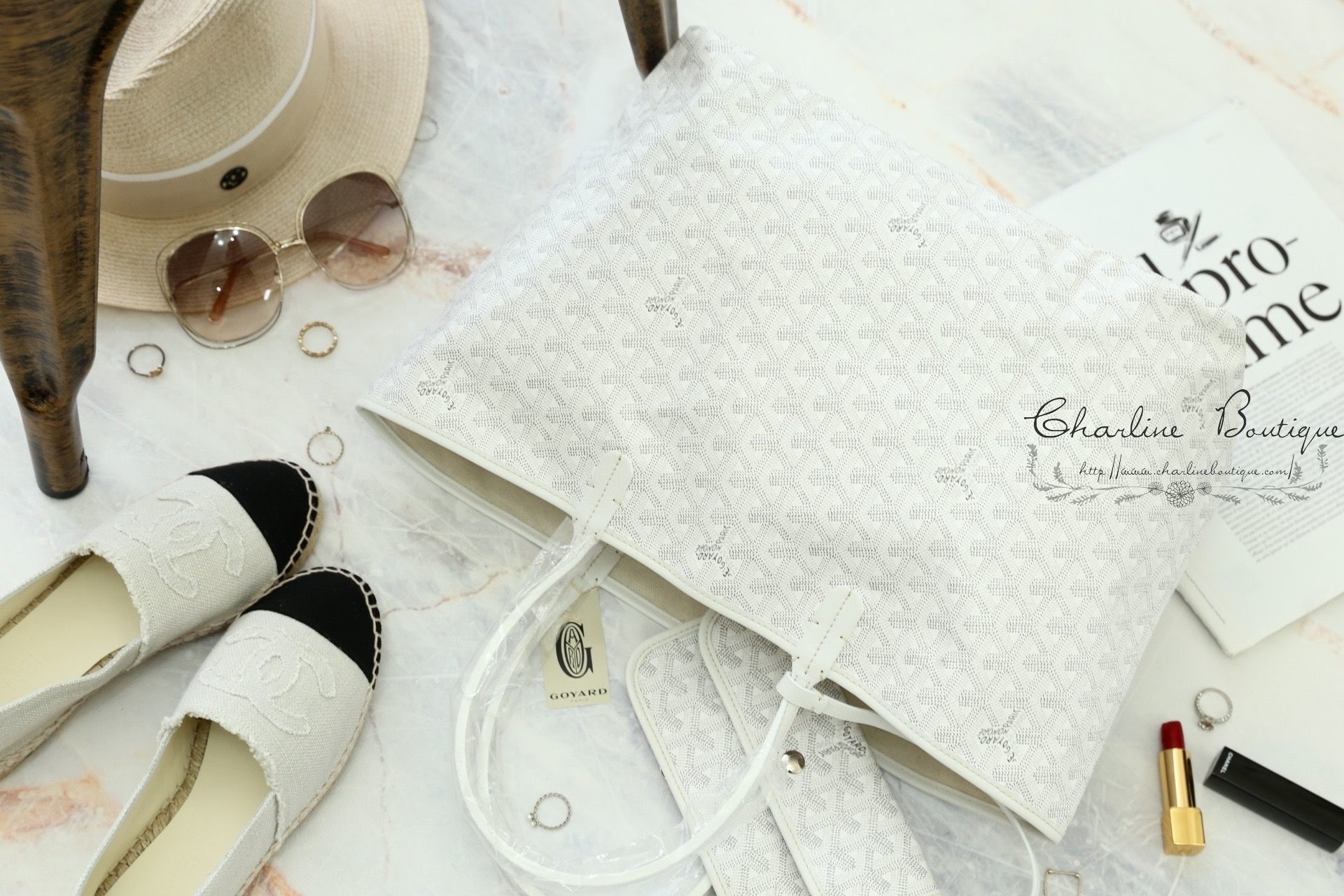 Goyard Sac Saint Louis PM Tote Bag 白色白提把小型無拉鍊托特包-Charline Boutique 精品代購