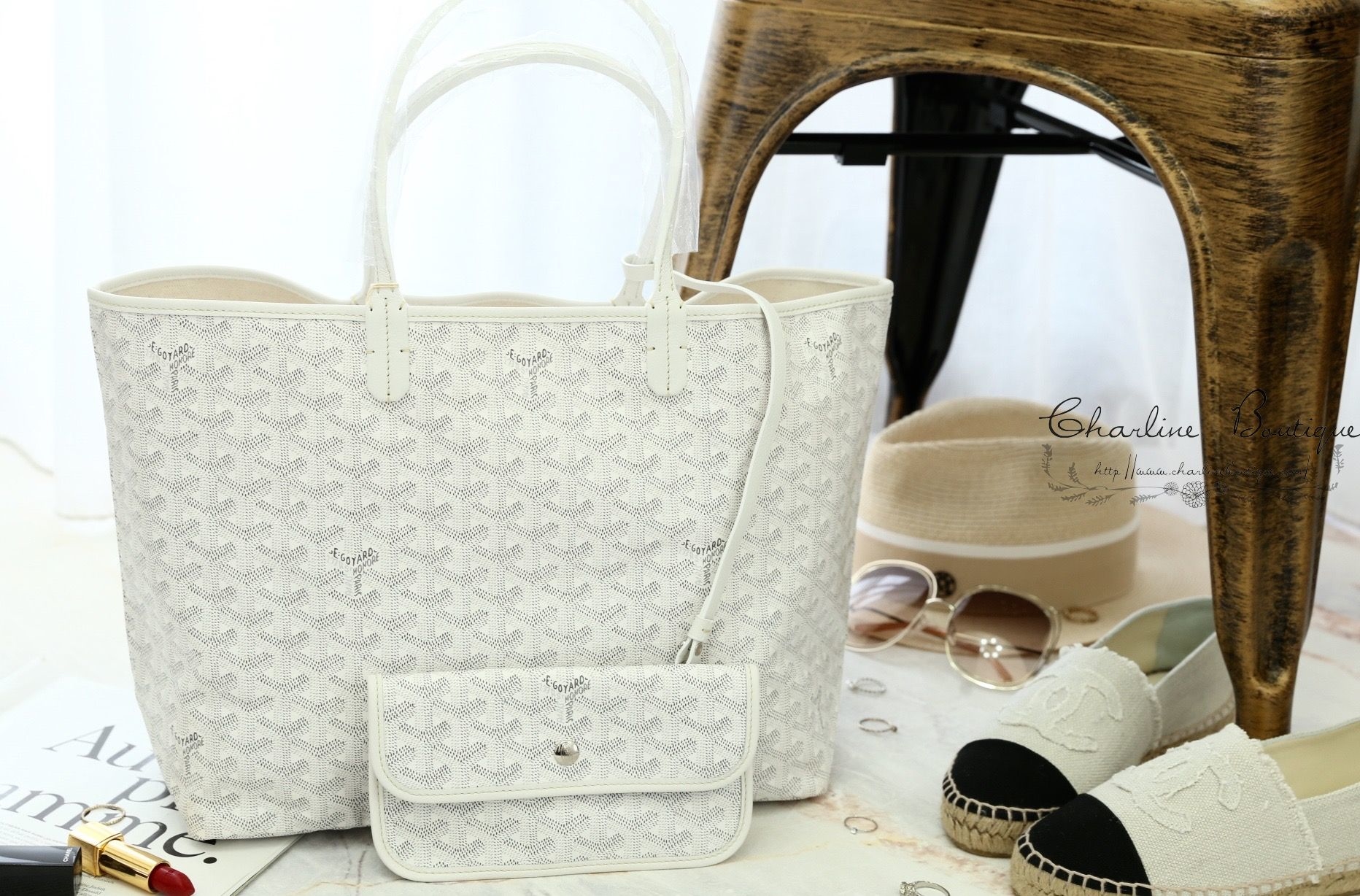Goyard Sac Saint Louis PM Tote Bag 白色白提把小型無拉鍊托特包-Charline Boutique 精品代購