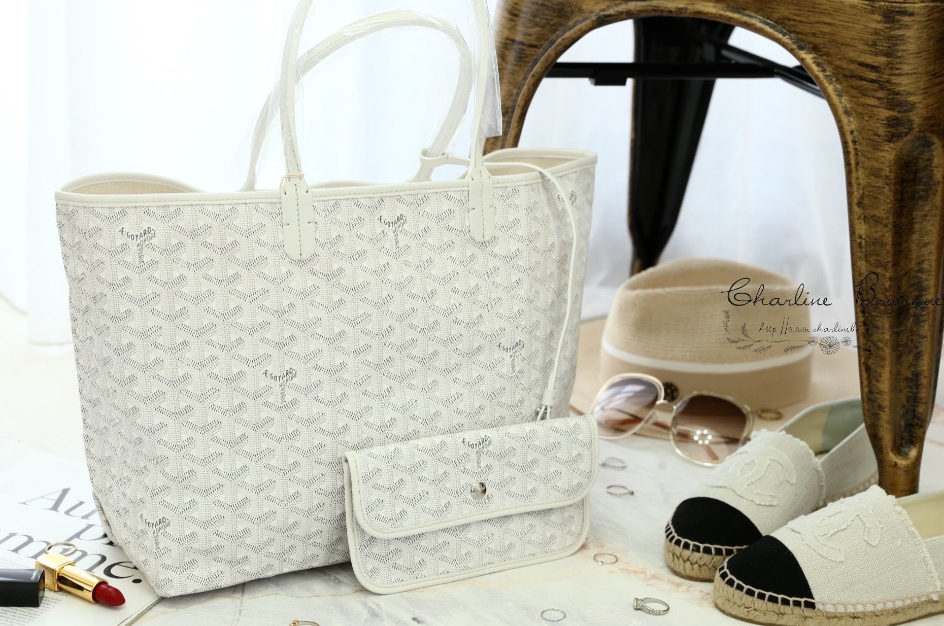 Goyard Sac Saint Louis PM Tote Bag 白色白提把小型無拉鍊托特包-Charline Boutique 精品代購