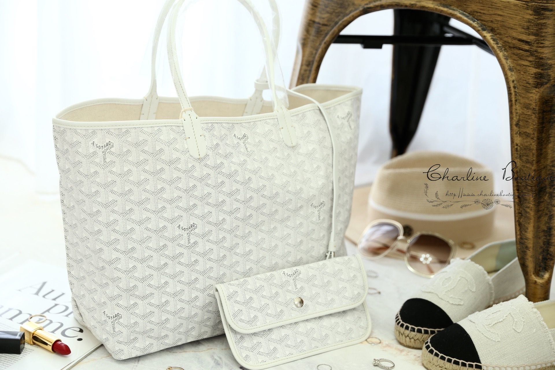 Goyard Sac Saint Louis PM Tote Bag 白色白提把小型無拉鍊托特包-Charline Boutique 精品代購
