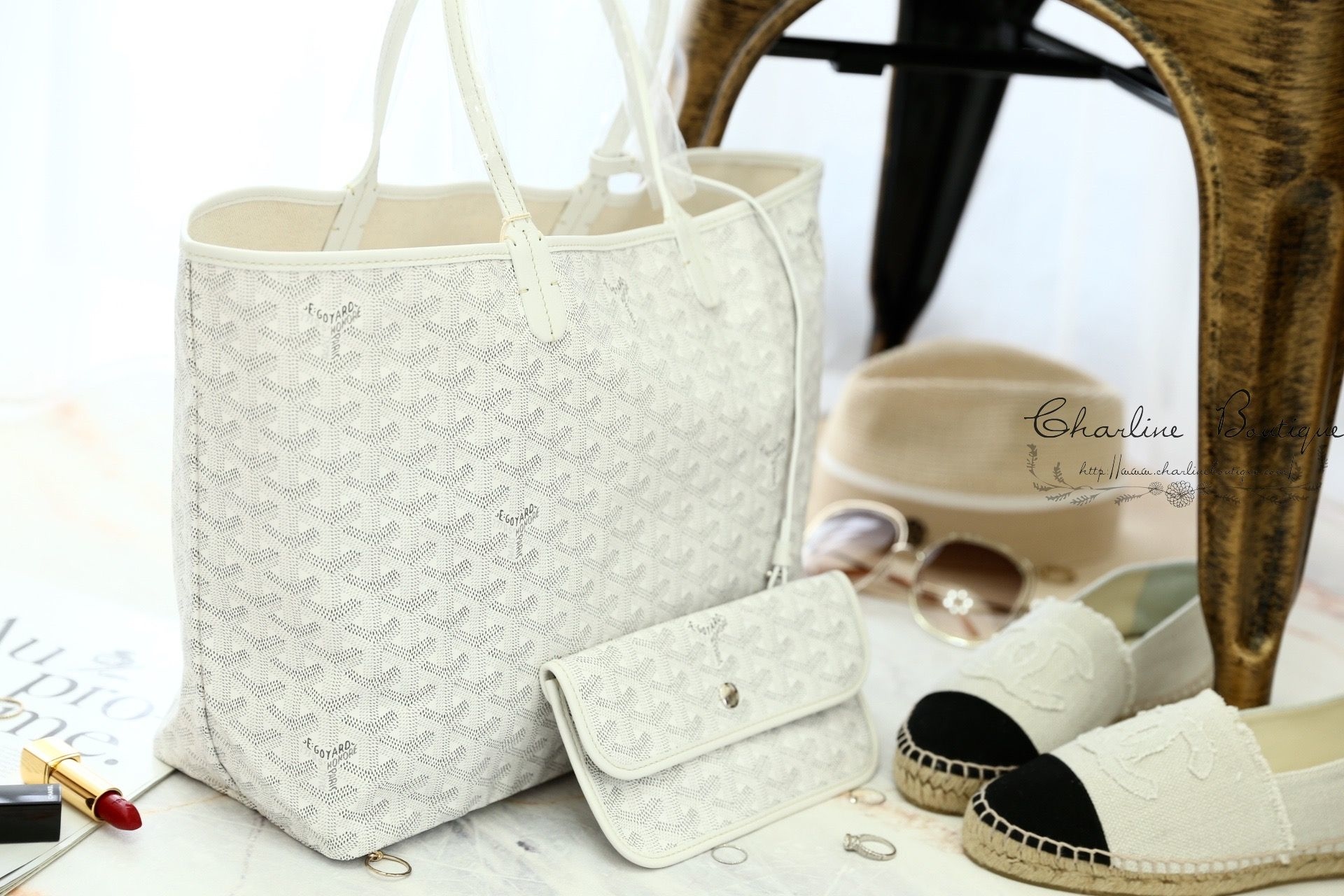 Goyard Sac Saint Louis PM Tote Bag 白色白提把小型無拉鍊托特包-Charline Boutique 精品代購