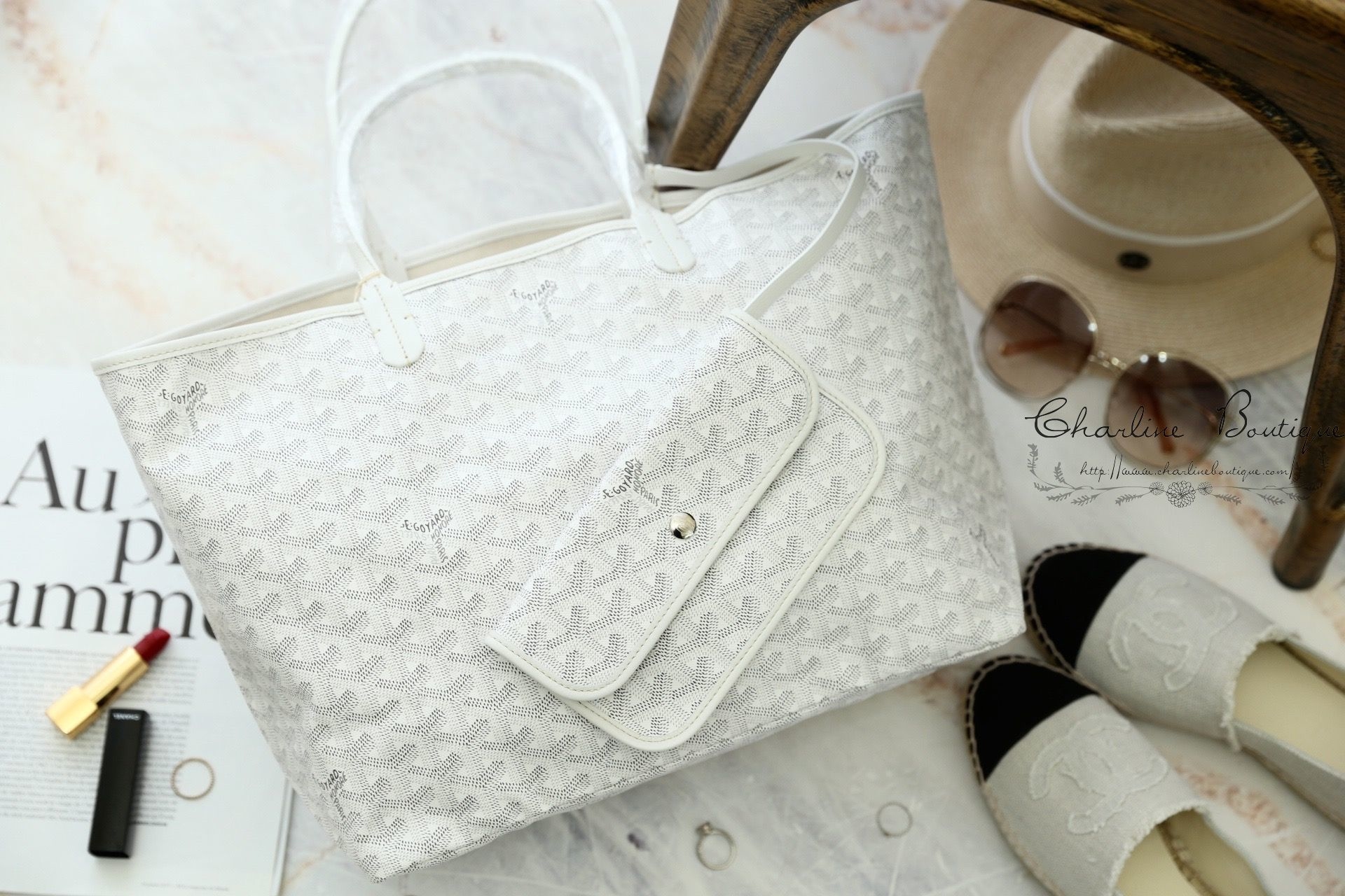 Goyard Sac Saint Louis PM Tote Bag 白色白提把小型無拉鍊托特包-Charline Boutique 精品代購