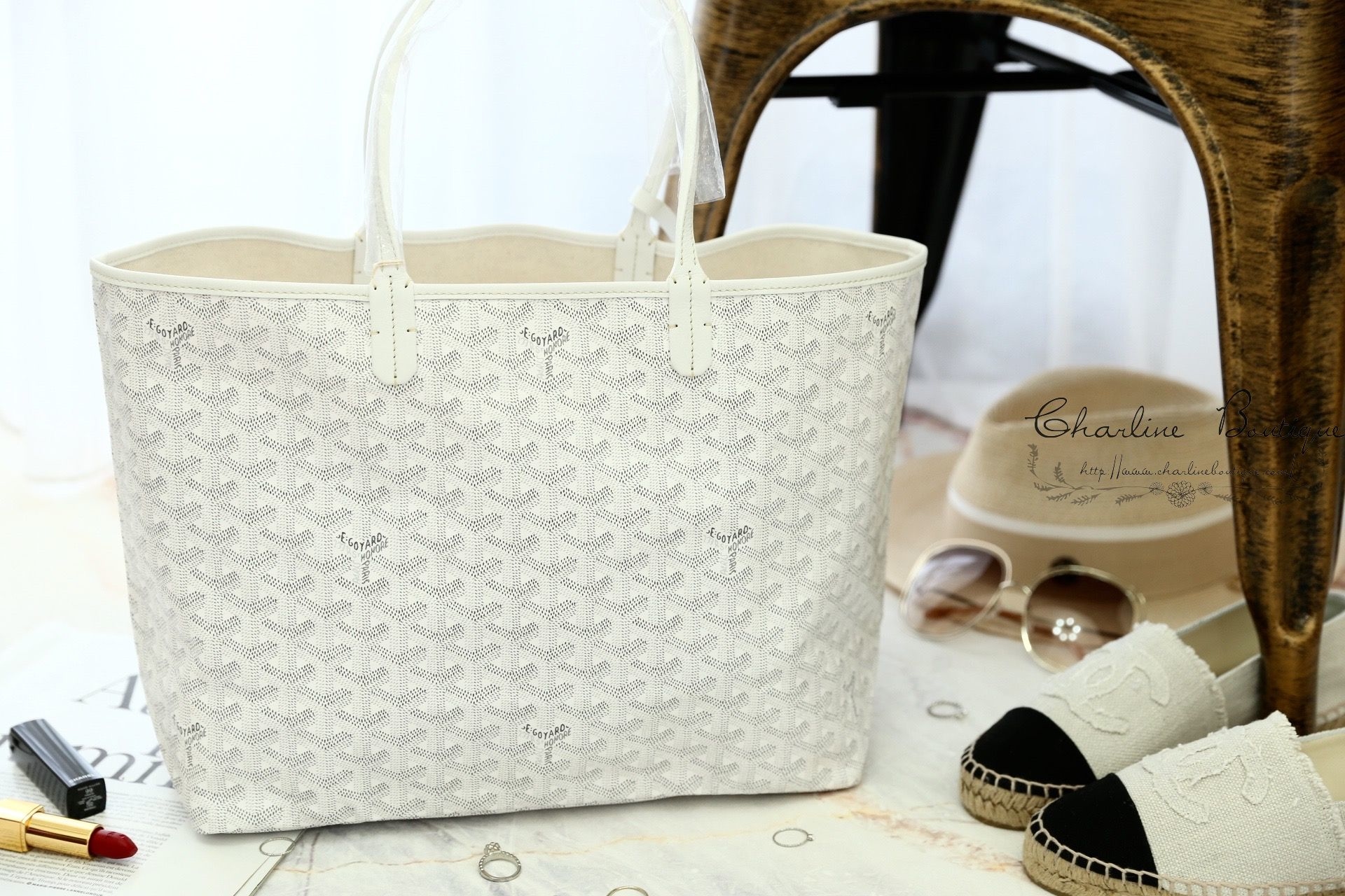 Goyard Sac Saint Louis PM Tote Bag 白色白提把小型無拉鍊托特包-Charline Boutique 精品代購