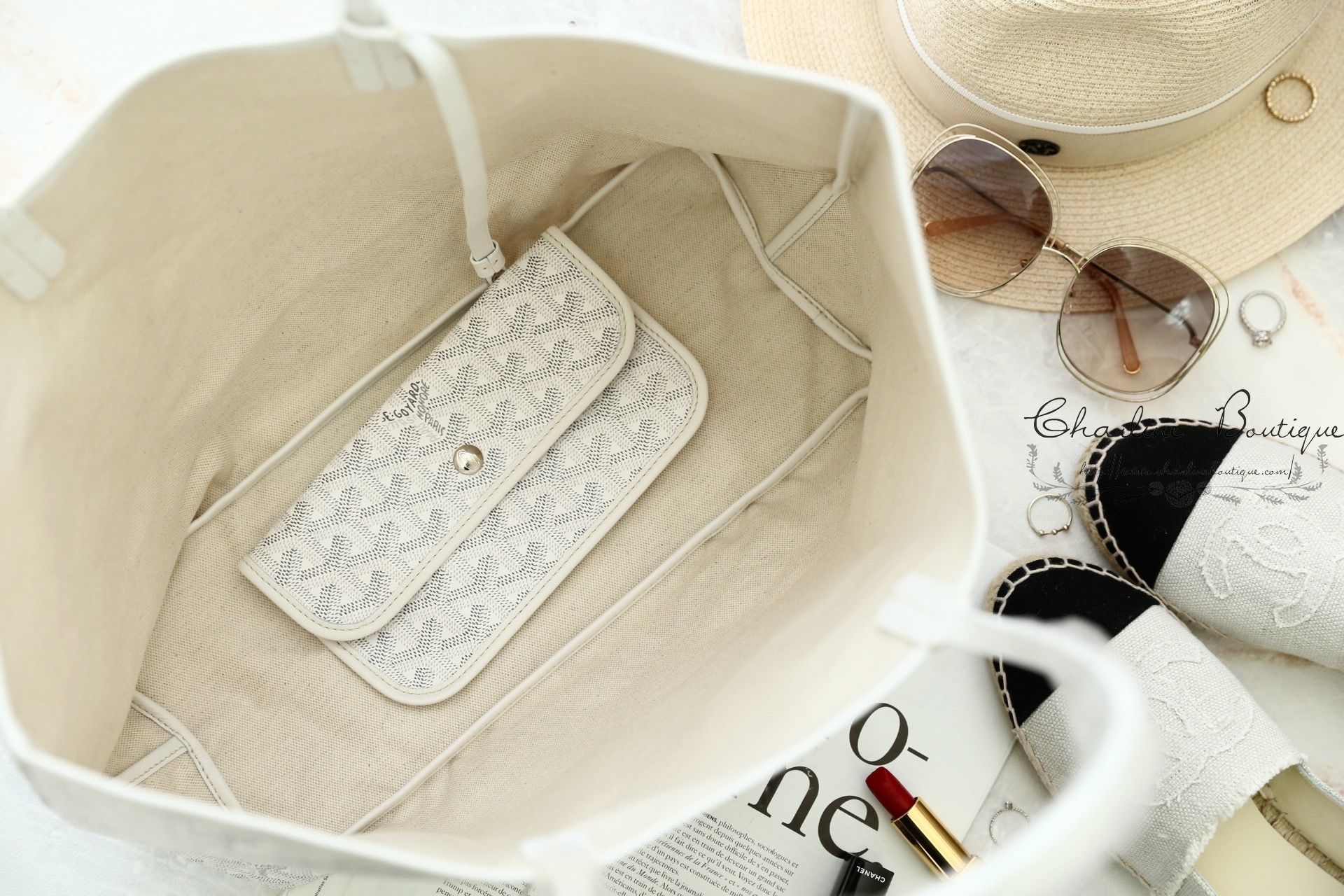 Goyard Sac Saint Louis PM Tote Bag 白色白提把小型無拉鍊托特包-Charline Boutique 精品代購