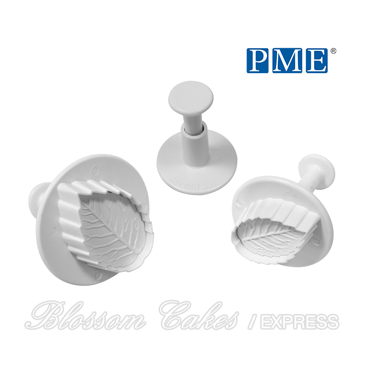 PME Veined Rose Leaf Plunger Cutters, S/M/L Sizes, Set of 3