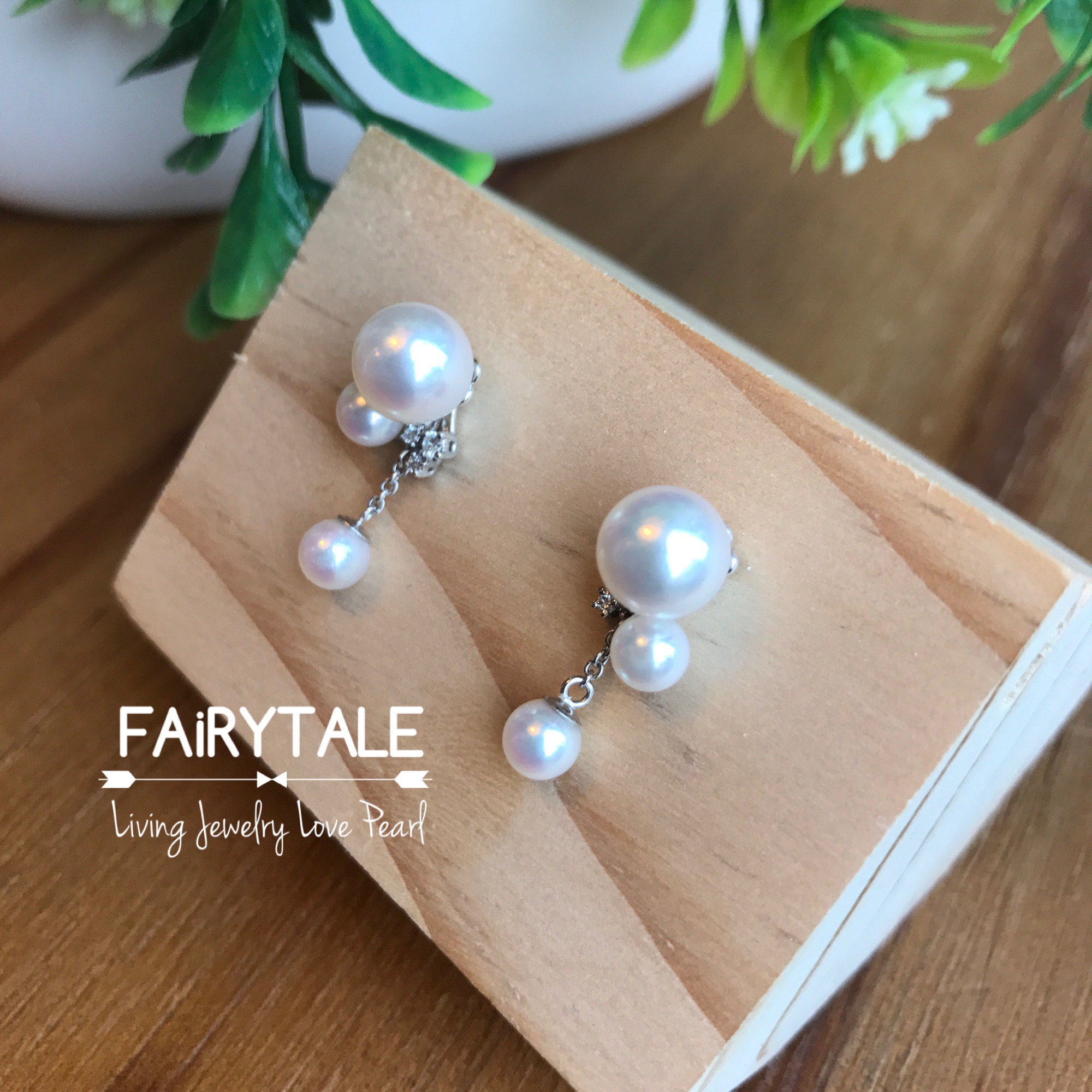 18K金日本Akoya珍珠鑽石耳環/耳套4-8mm (耳套適合6.5-8.5mm)