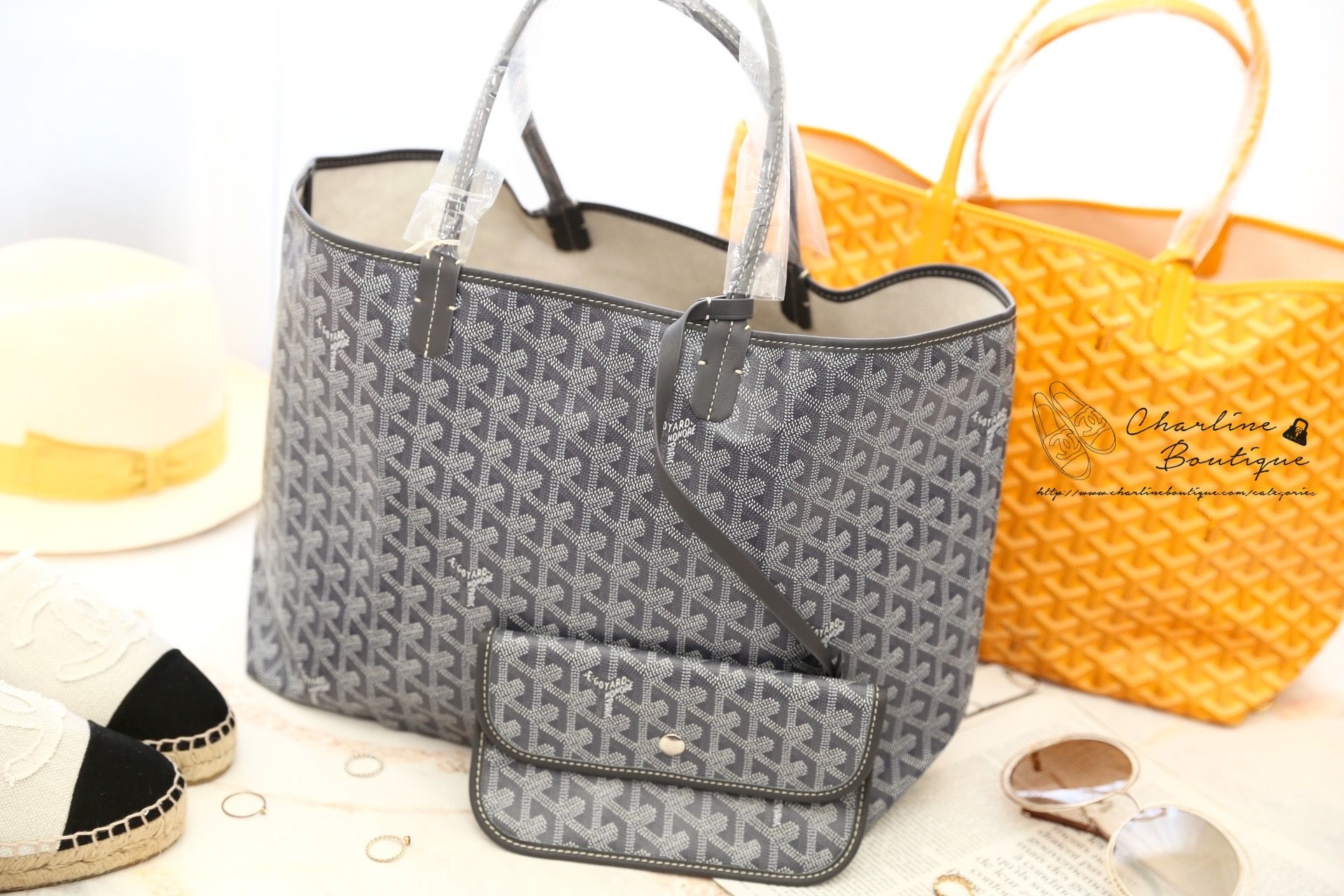Goyard Saint Louis Pm Bag 灰色灰提把小型無拉鍊托特包,Goyard Saint Louis Pm Bag 黃色黃提把小型無拉鍊托特包-Charline Boutique 精品代購