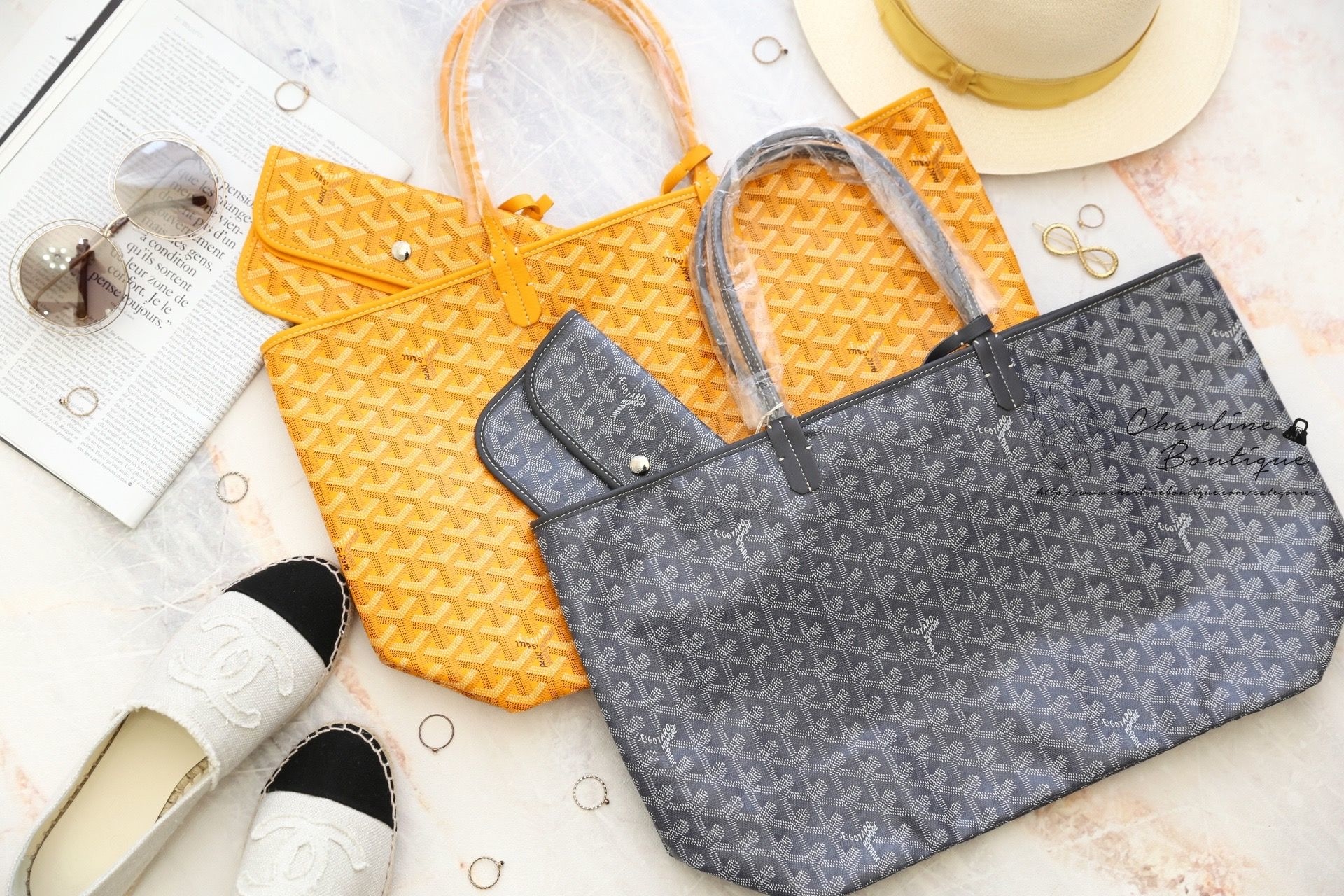 Goyard Saint Louis Pm Bag 灰色灰提把小型無拉鍊托特包,Goyard Saint Louis Pm Bag 黃色黃提把小型無拉鍊托特包-Charline Boutique 精品代購