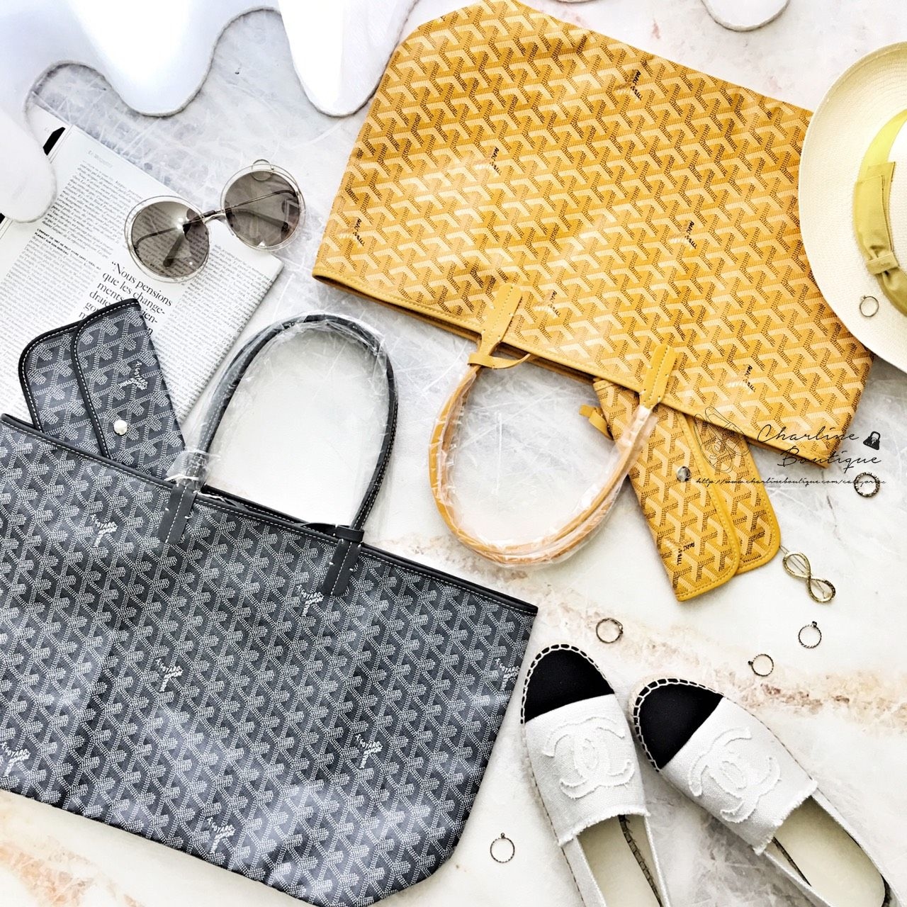 Goyard Saint Louis Pm Bag 灰色灰提把小型無拉鍊托特包,Goyard Saint Louis Pm Bag 黃色黃提把小型無拉鍊托特包-Charline Boutique 精品代購