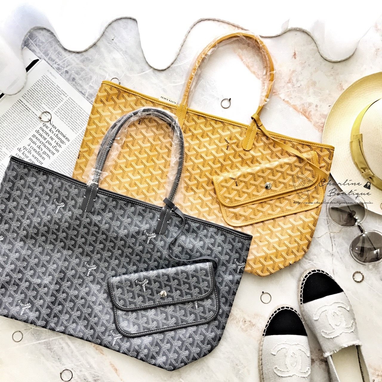 Goyard Saint Louis Pm Bag 灰色灰提把小型無拉鍊托特包,Goyard Saint Louis Pm Bag 黃色黃提把小型無拉鍊托特包-Charline Boutique 精品代購