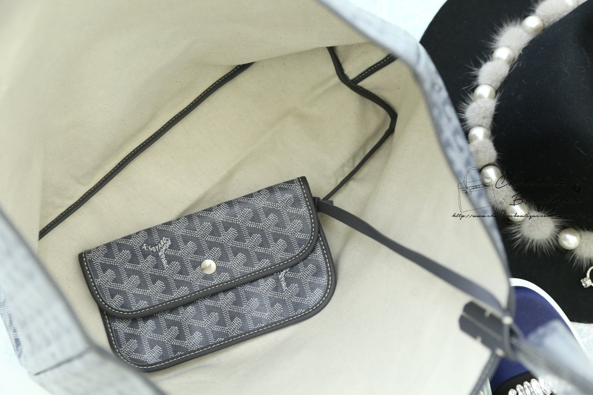Goyard Saint Louis Pm Bag 灰色灰提把小型無拉鍊托特包-Charline Boutique 精品代購