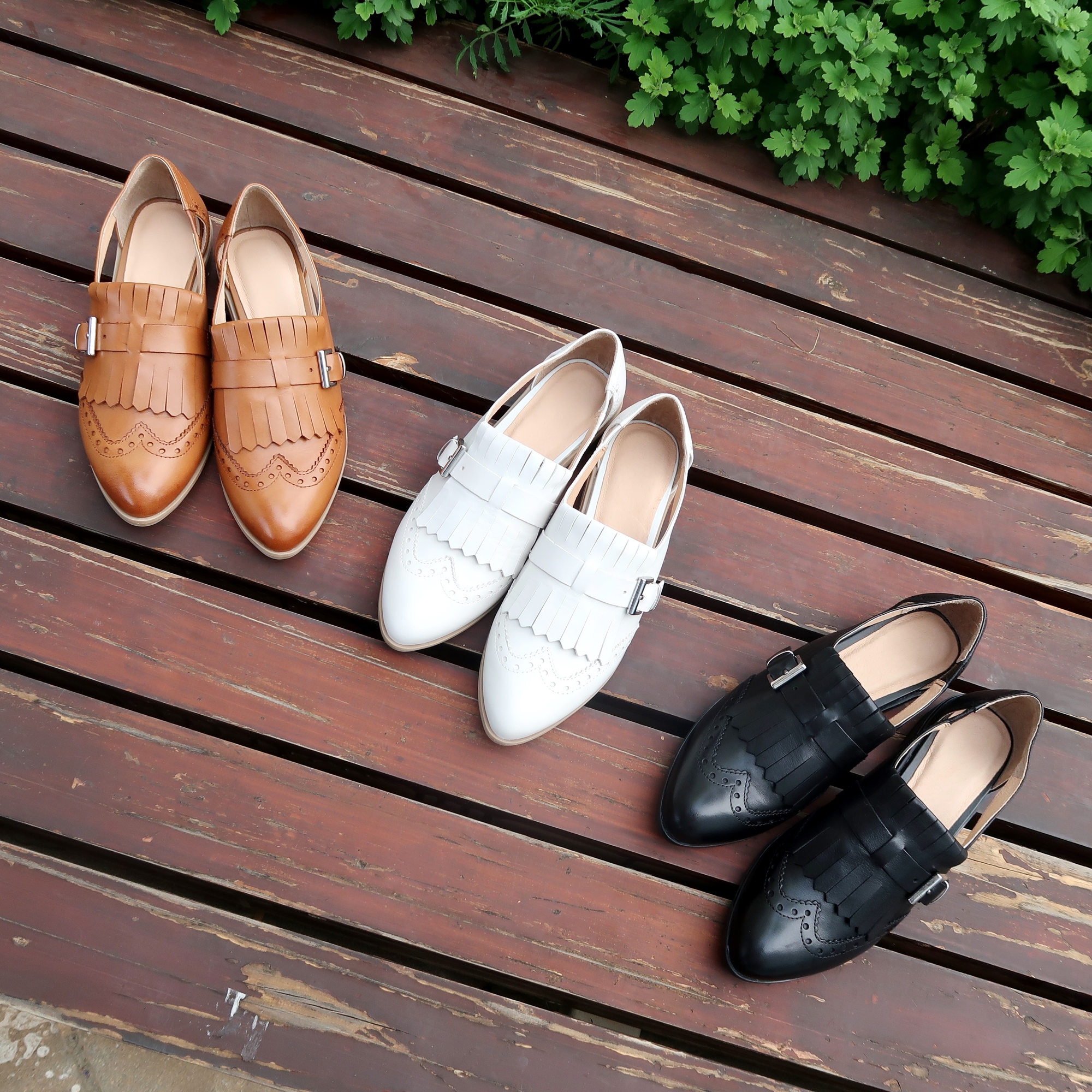 【再續前緣】全真皮小牛皮兩側簍空流蘇牛津