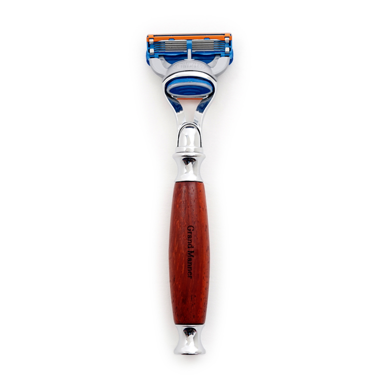 英國 Grand Manner 紅檀木 手動安全刮鬍刀（Fusion / 鋒隱刀片）