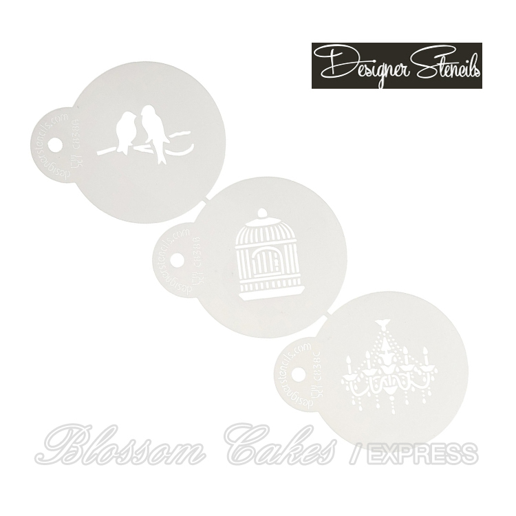 Designer Stencils - Mini Love Birds & Chandelier, Set of 3