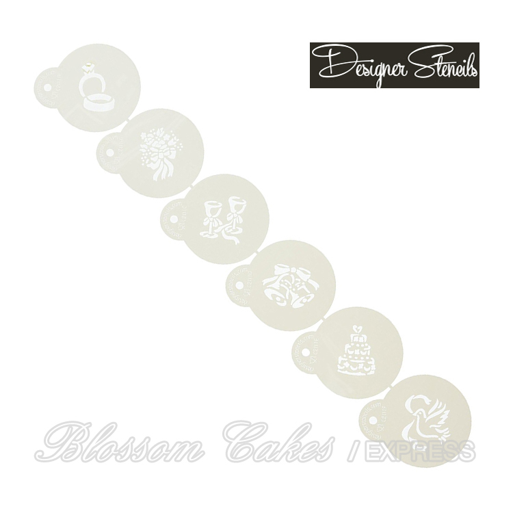 Designer Stencils - Wedding Candy/Cookie Tops, Set of 6