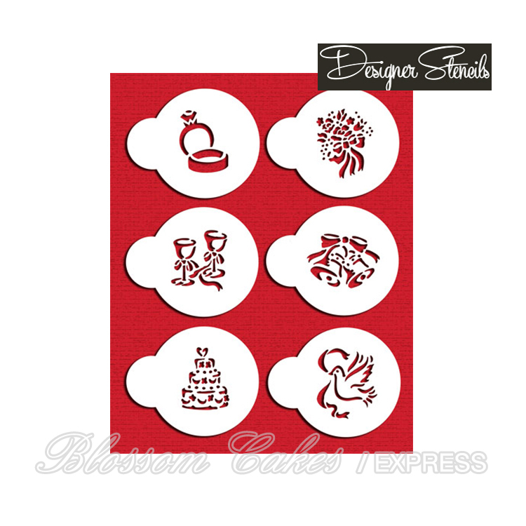 Designer Stencils - Wedding Candy/Cookie Tops, Set of 6