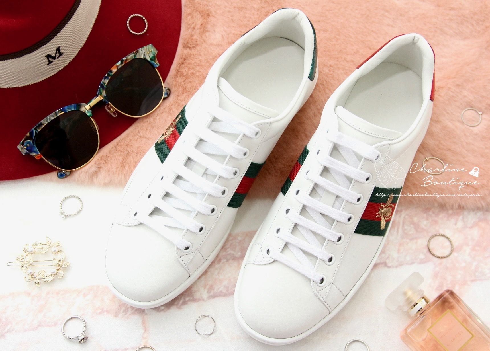 Gucci Ace Embroidered Low-Top Sneaker 白色蜜蜂刺繡運動鞋