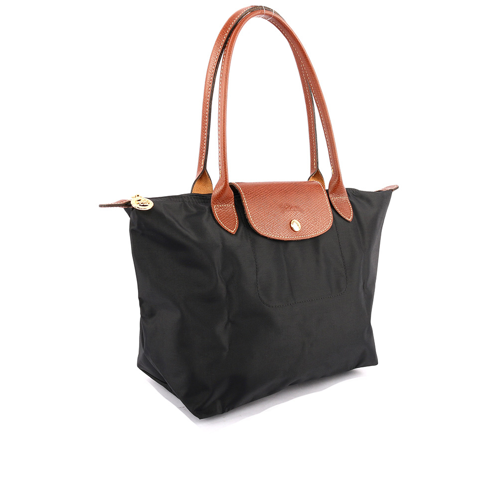 【LONGCHAMP】M號長把摺疊水餃包(黑色) L2605 089 001