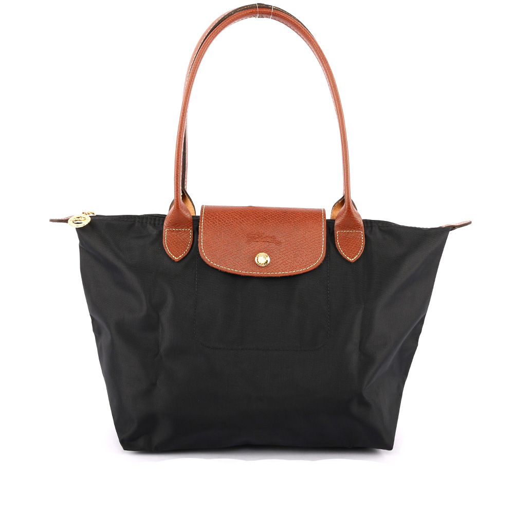 【LONGCHAMP】M號長把摺疊水餃包(黑色) L2605 089 001