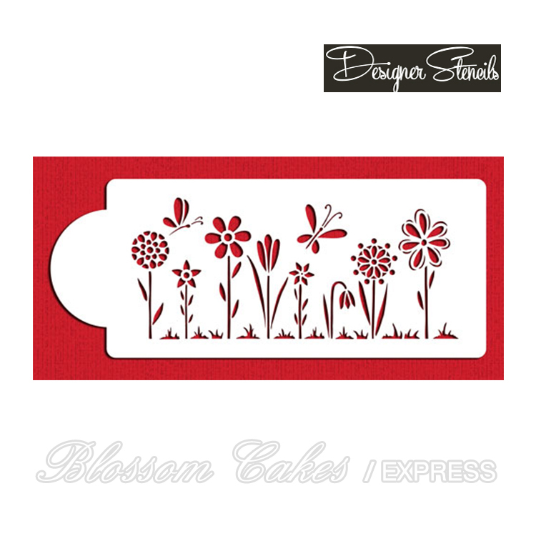 Designer Stencils - Whimsical Flowers Cake Side