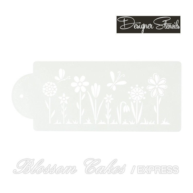 Designer Stencils - Whimsical Flowers Cake Side