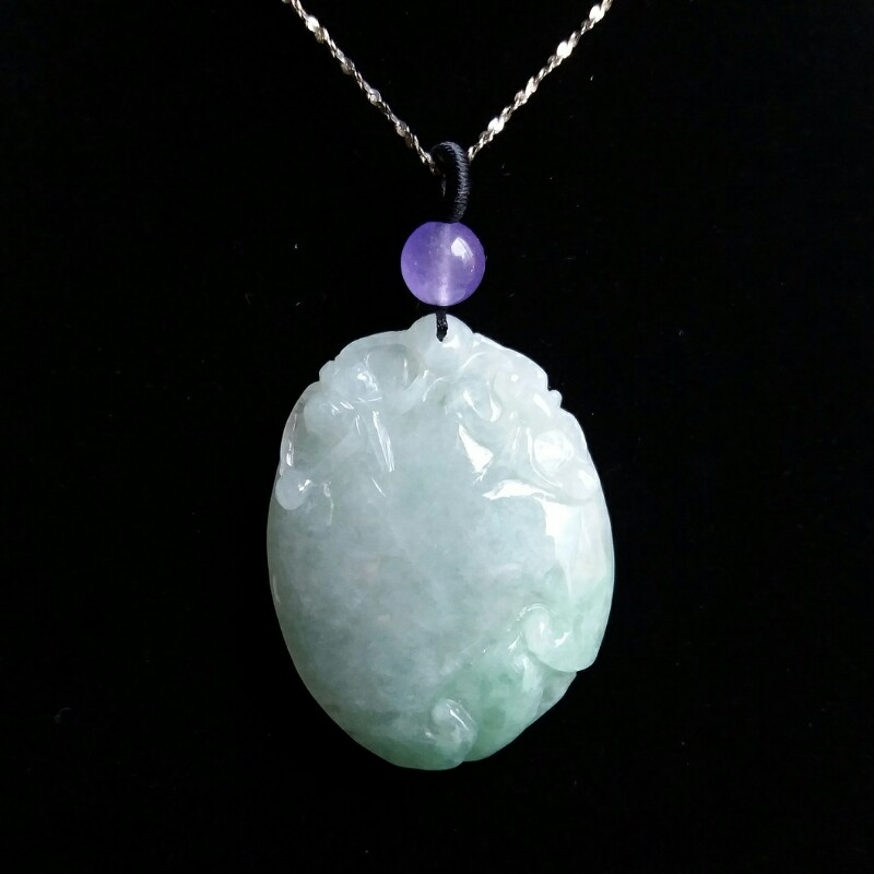 J463 冰糯萍果綠壽桃吊墜