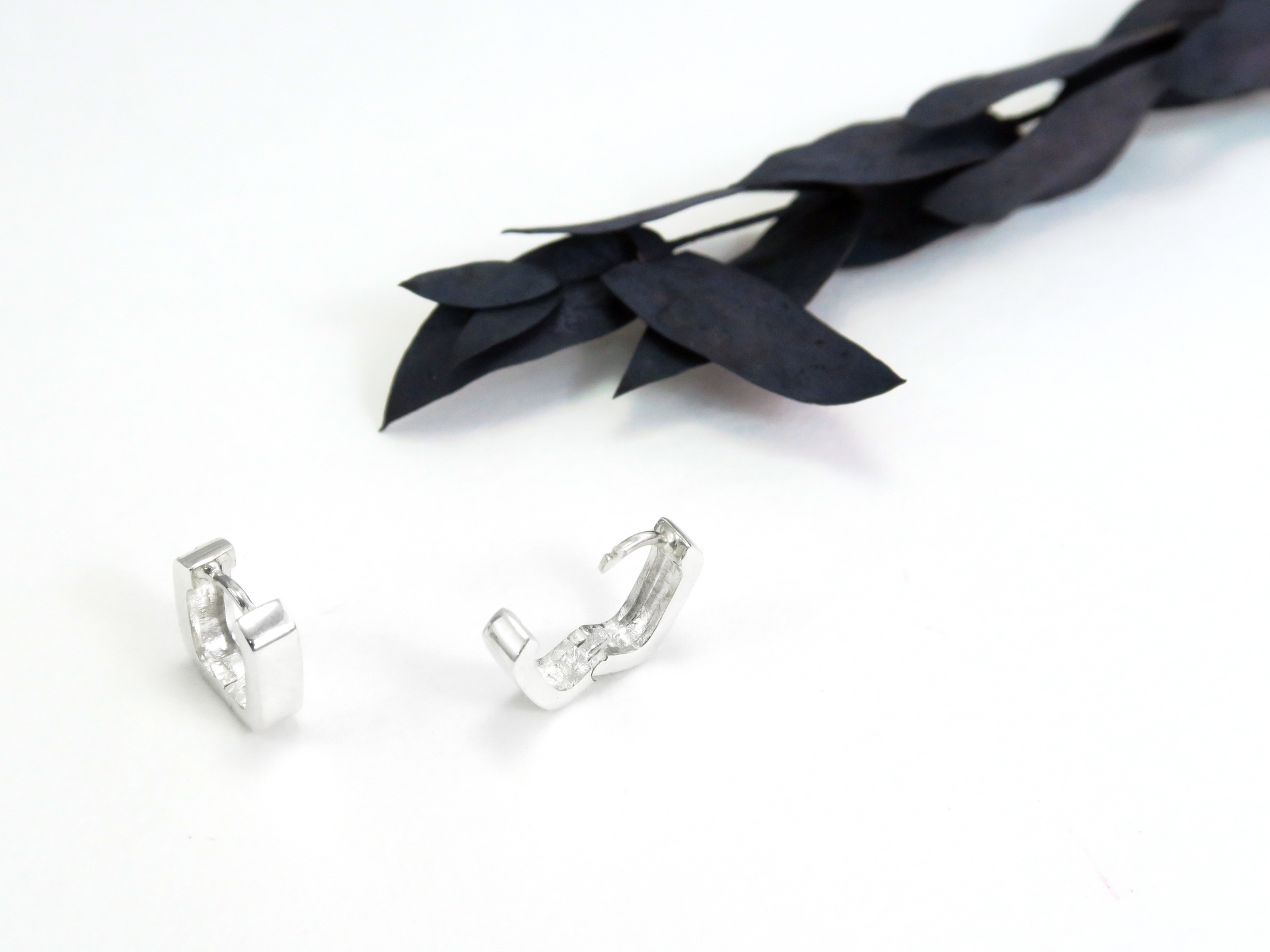 易扣/圈式耳環 U型倒勾(方弧線) 易扣式 純銀耳環-64DESIGN