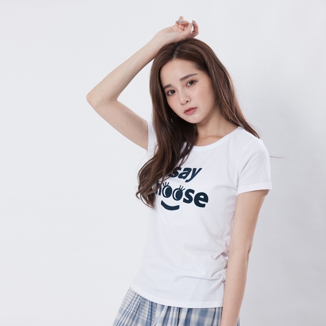 Say Cheese 短袖 蜜桃棉 女T 純白