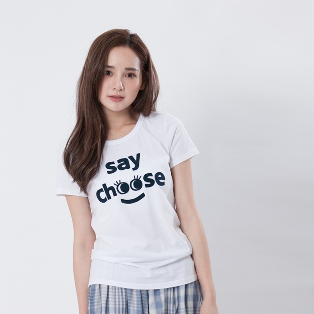 Say Cheese 短袖 蜜桃棉 女T 純白