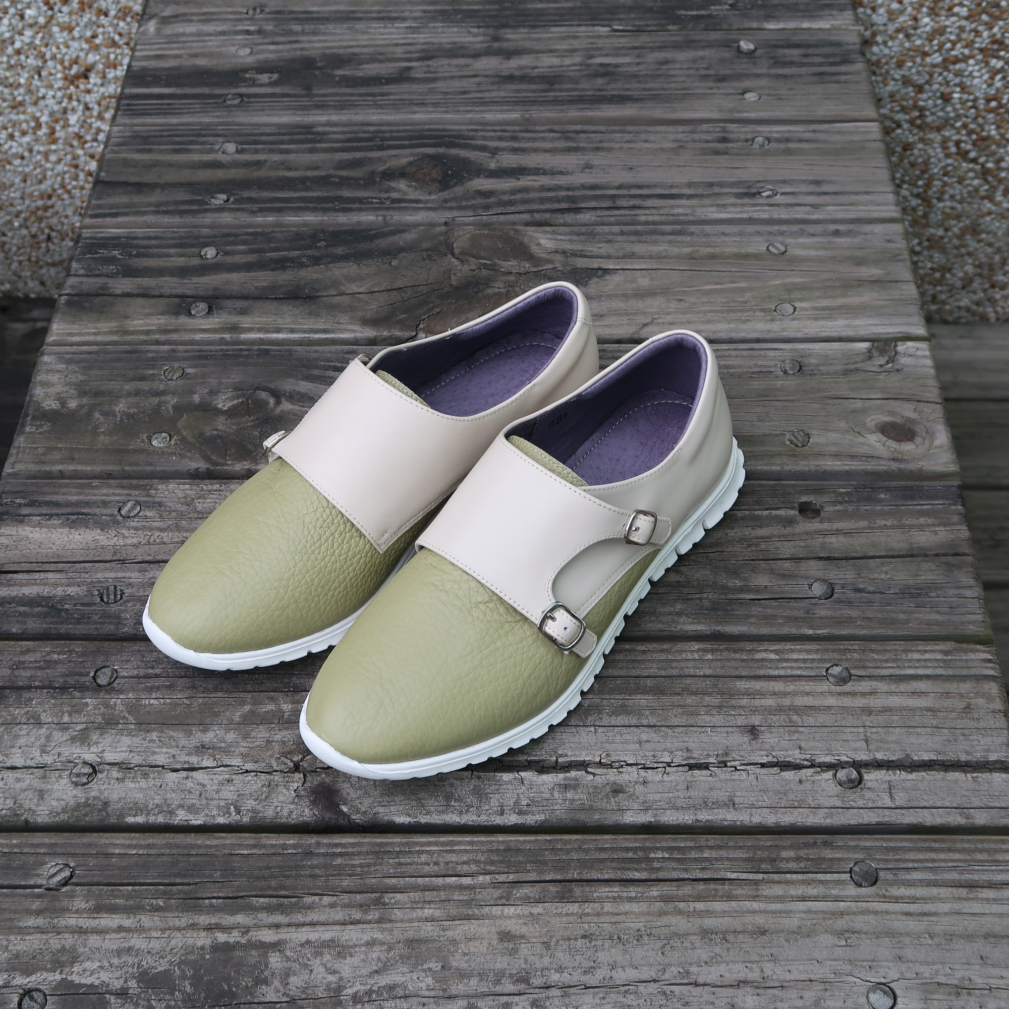 【羽量高彈力變臉孟克】流蘇可拆兩穿牛皮羽量超彈力孟克鞋馬卡龍5色