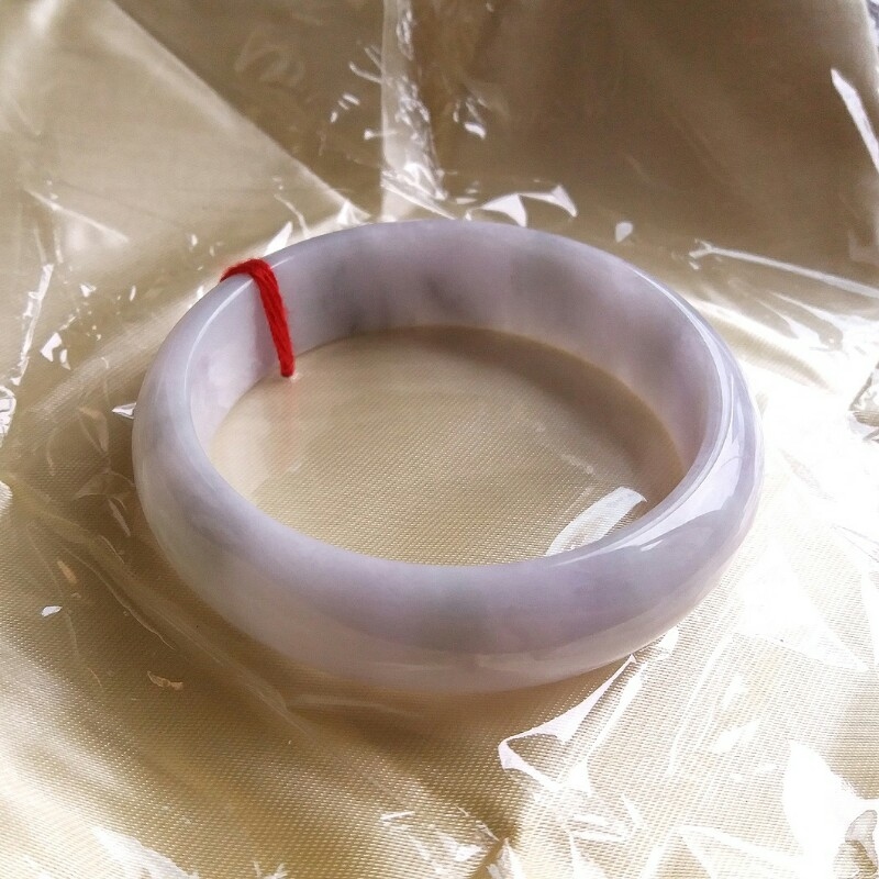 冰糯春彩帶紫玉鐲 59mm, 天然翡翠A玉, 緬甸玉, Jade, Jadeite