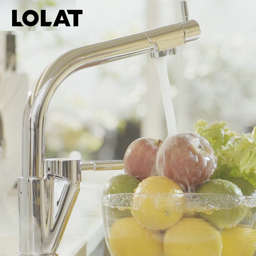 LOLAT無鉛RO廚房三用水龍頭-黑色KRP2258LF-Z