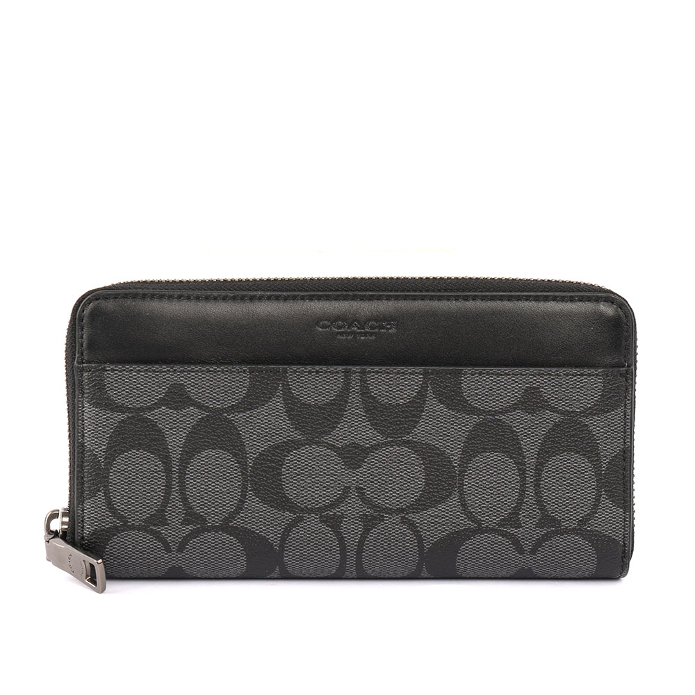 【COACH】F58112 PVC Logo皮革ㄇ拉長夾