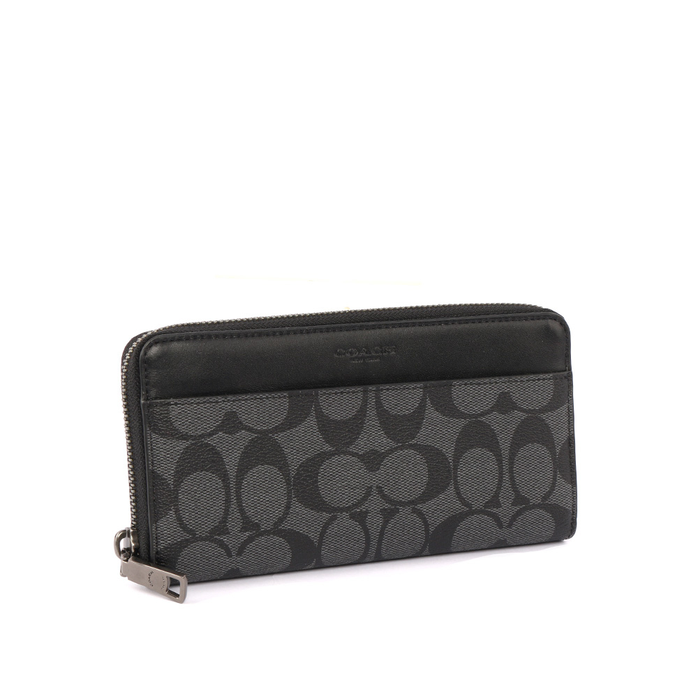 【COACH】F58112 PVC Logo皮革ㄇ拉長夾