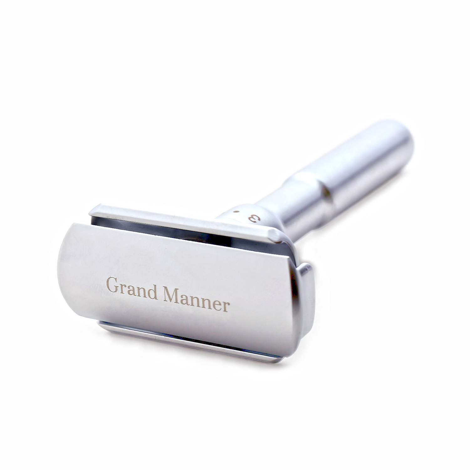 英國 Grand Manner 復古雙面安全手動刮鬍刀＋刀座（銀 / 六段可調式 / 傳統老式雙刃刮鬍刀片）