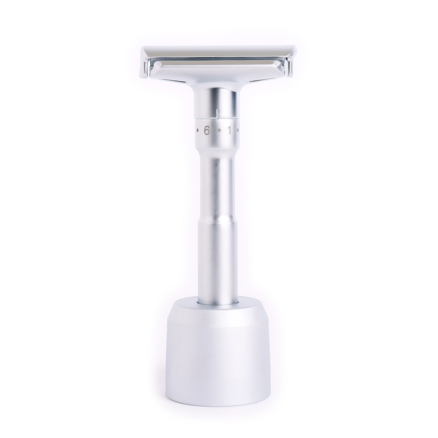 英國 Grand Manner 復古雙面安全手動刮鬍刀＋刀座（銀 / 六段可調式 / 傳統老式雙刃刮鬍刀片）