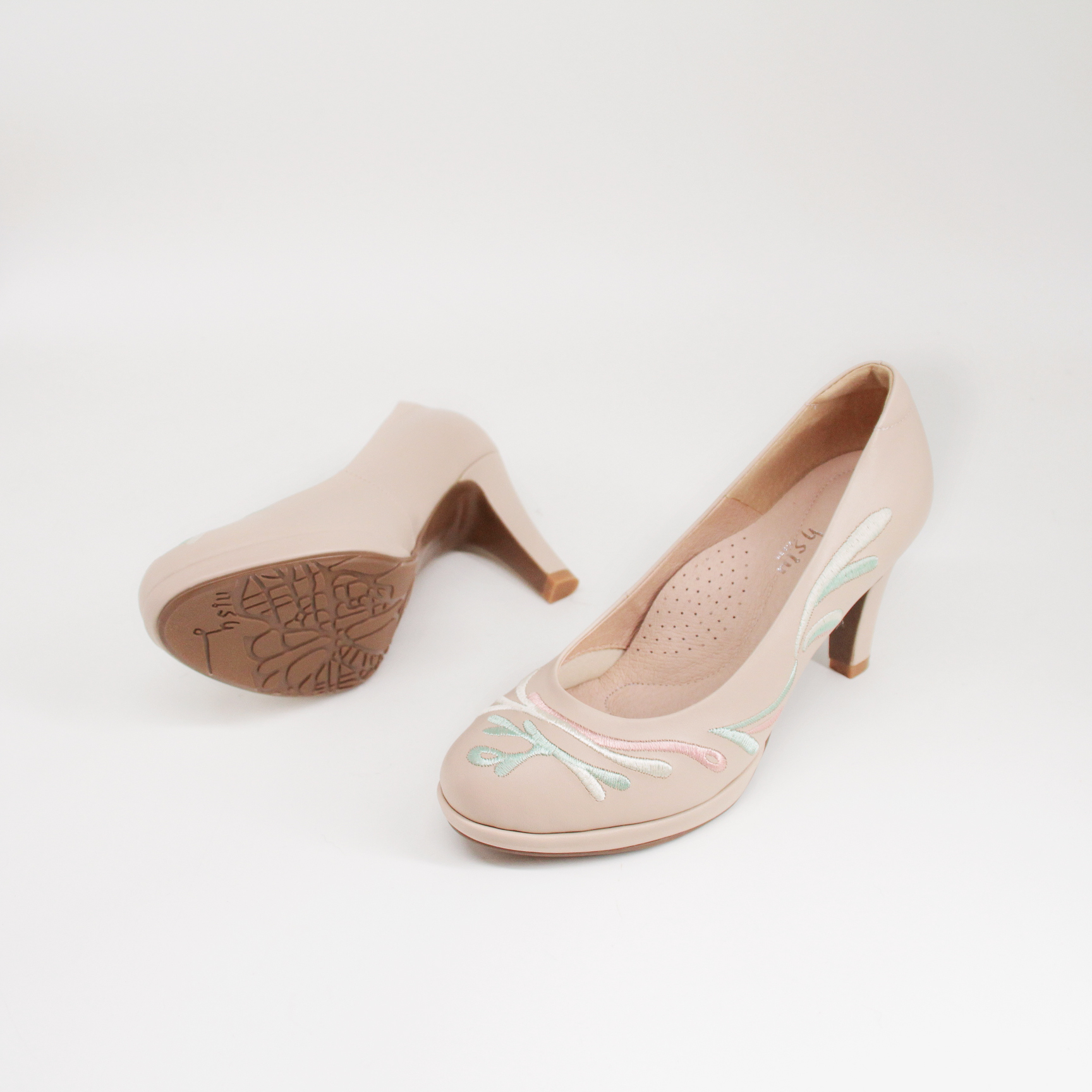 刺繡高跟鞋｜與子偕老 (淺可可)