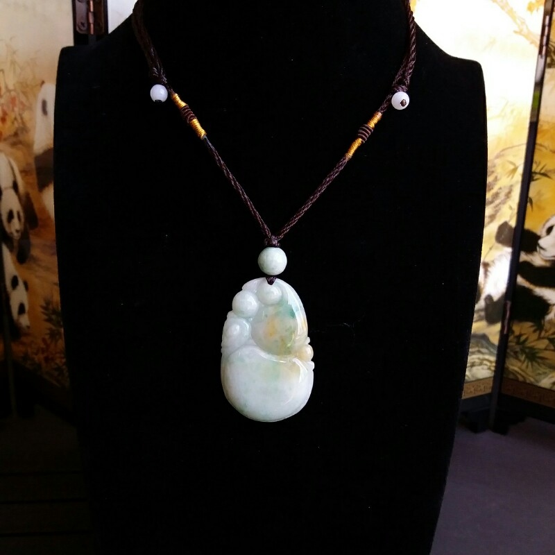 J562 白底青飄綠/黃花巧色葫蘆